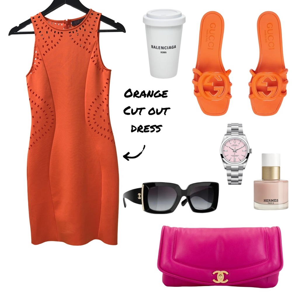 SOLD-H&M Orange Cut Out Dress